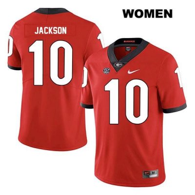 Women's Georgia Bulldogs NCAA #10 Kearis Jackson Nike Stitched Red Legend Authentic College Football Jersey RCT4854AH